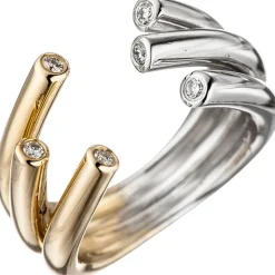 Ring Diamanten 0.12Ct W/SI Brillanten 585 Gold gelb weiß Damen