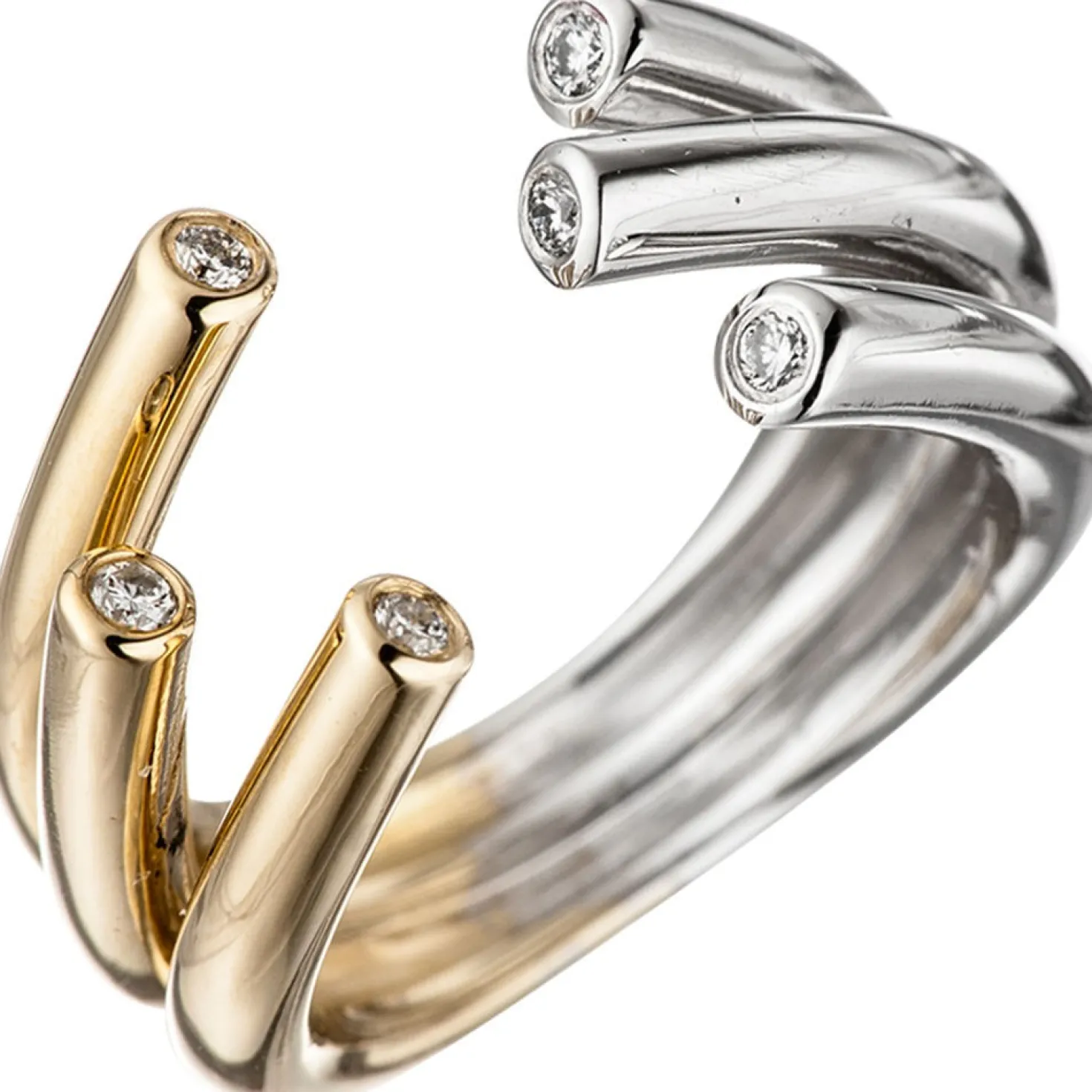 Ring Diamanten 0.12Ct W/SI Brillanten 585 Gold gelb weiß Damen