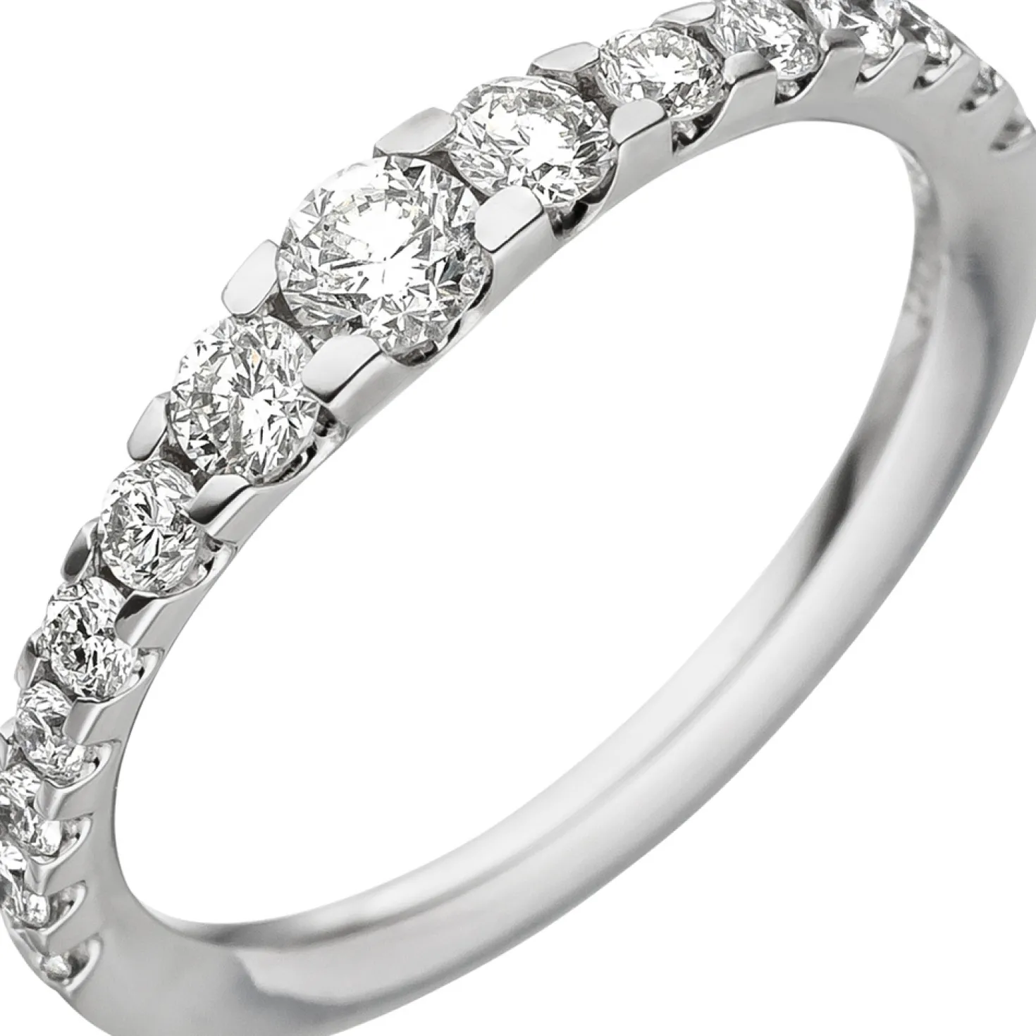 Ring 15 Diamanten im Verlauf 0,66 Ct 585 Gold Weißgold Diamantring