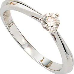 Ring Diamantring Damen 585/- Gold Weißgold mit Diamant 0.25Ct Brillant