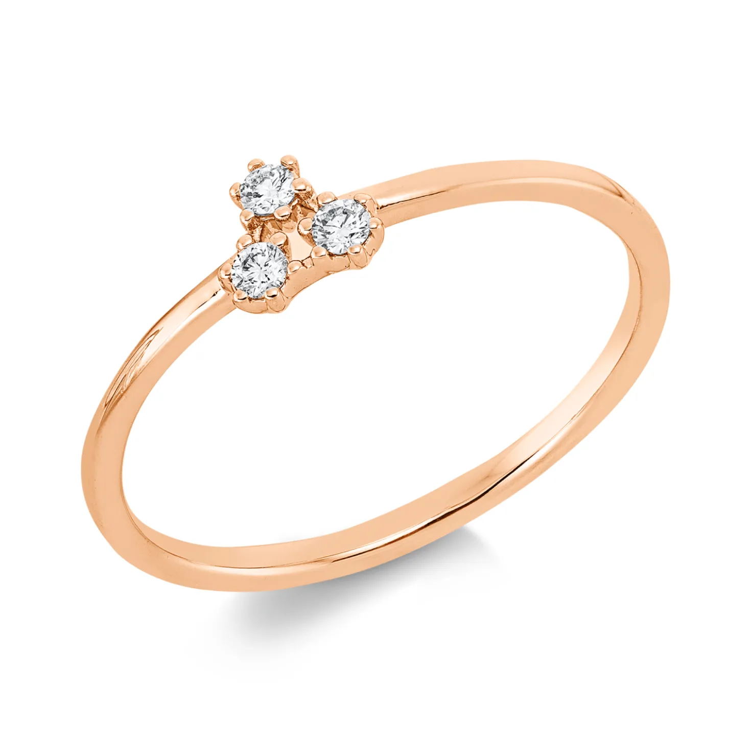 Ring Dreieck aus 750 Gold Rotgold 3 Brillanten 0,07ct TW-SI B:4,8mm