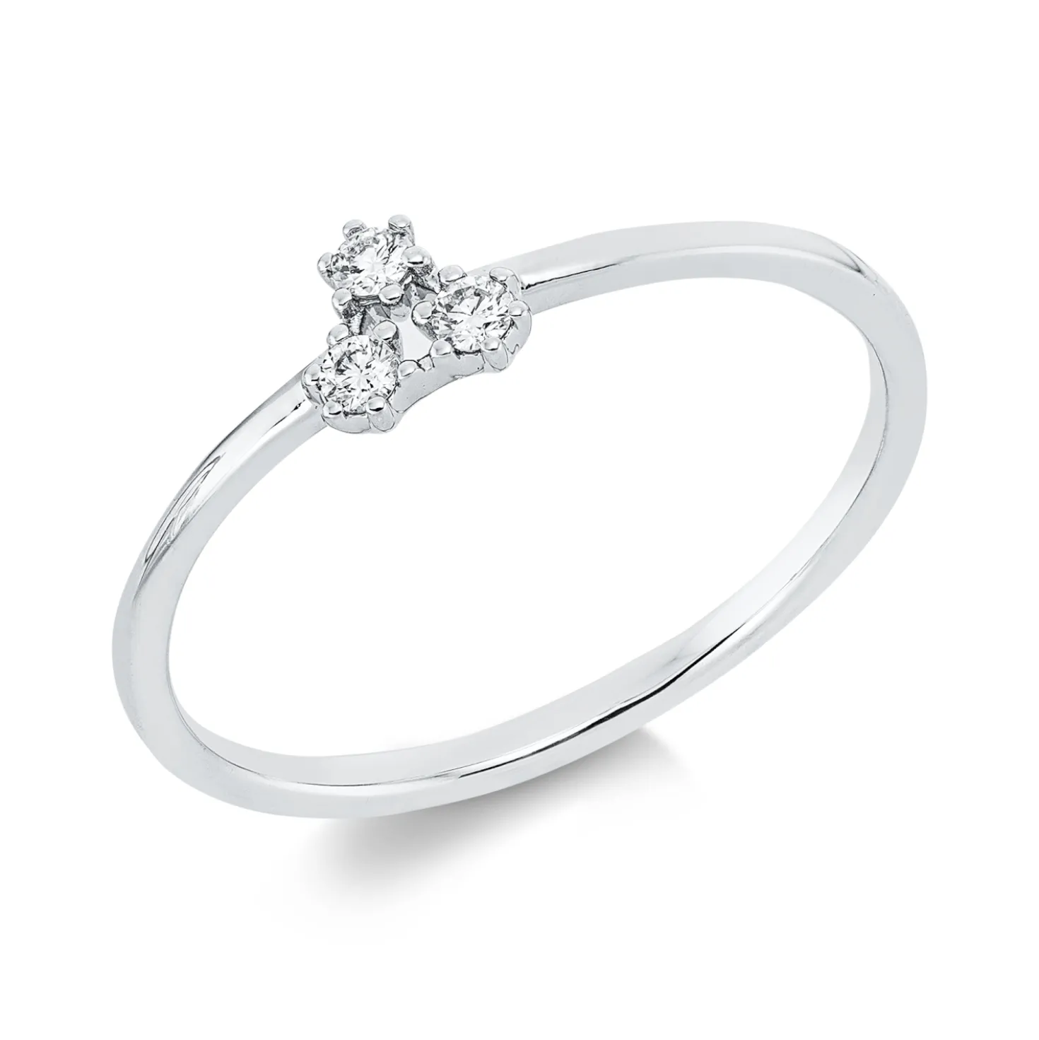 Ring Dreieck aus 750 Gold Weißgold 3 Brillanten 0,07ct TW-SI B:4,8mm