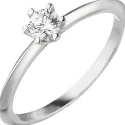 Ring eleganter Solitär mit Diamant 0.25Ct schlicht 585 Gold Weißgold