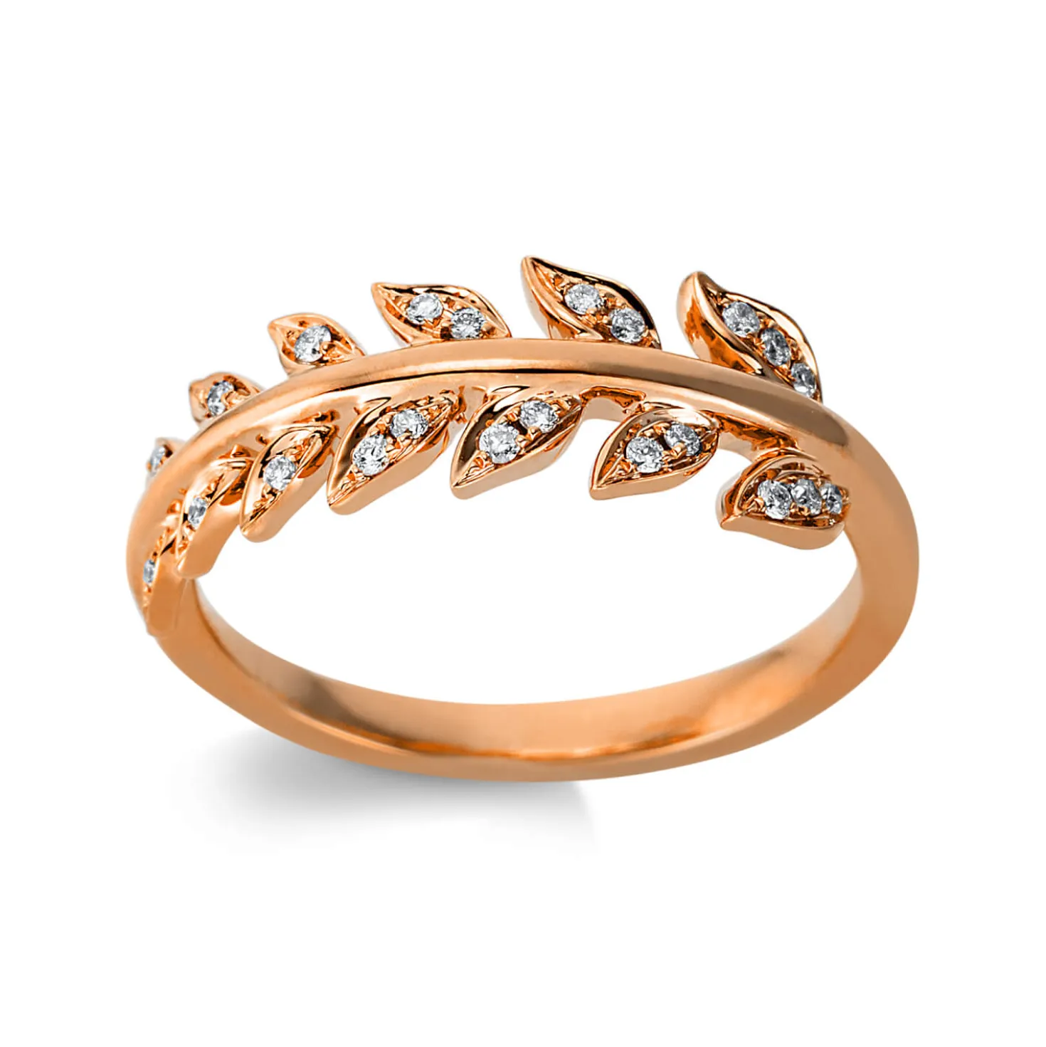 Ring Feder aus 750 Gold Rotgold 22 Brillanten 0,11ct W-SI B:7mm