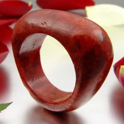 Ring Fingerring aus Koralle Schaumkoralle Massiv rot glatt