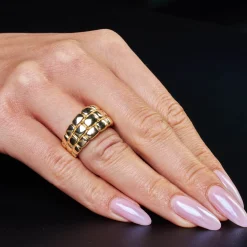 Ring Fingerring mit Muster 585 Gold Gelbgold glänzend Breite 13mm
