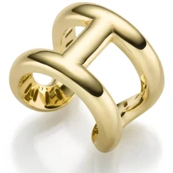 Ring Fingerring offen aus 585 Gold Gelbgold Breite 18,5mm Anker-Steg-Muster