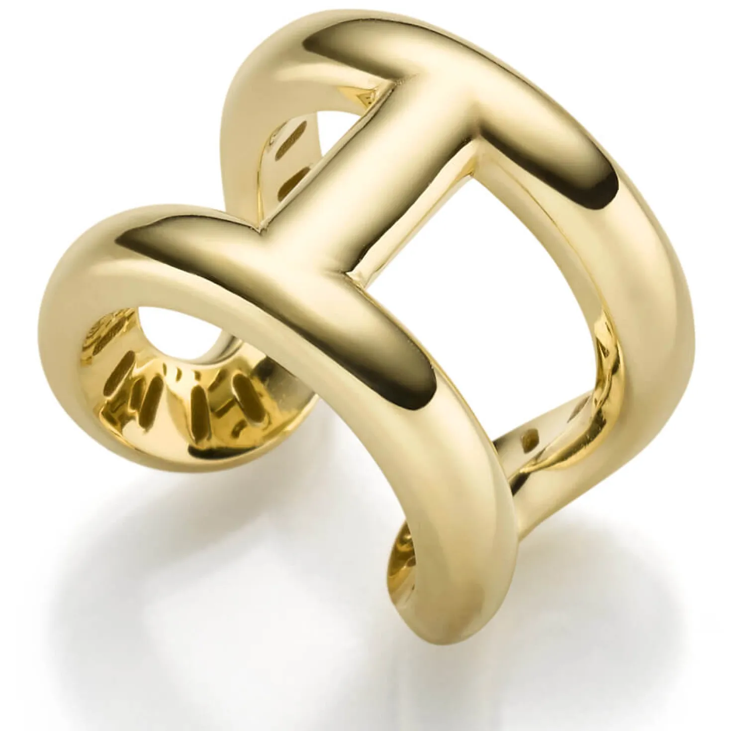 Ring Fingerring offen aus 585 Gold Gelbgold Breite 18,5mm Anker-Steg-Muster