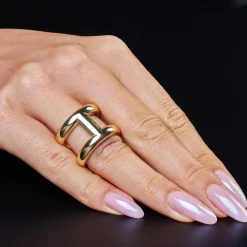 Ring Fingerring offen aus 585 Gold Gelbgold Breite 18,5mm Anker-Steg-Muster