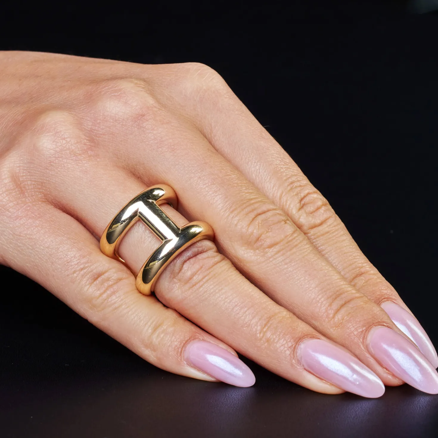 Ring Fingerring offen aus 585 Gold Gelbgold Breite 18,5mm Anker-Steg-Muster