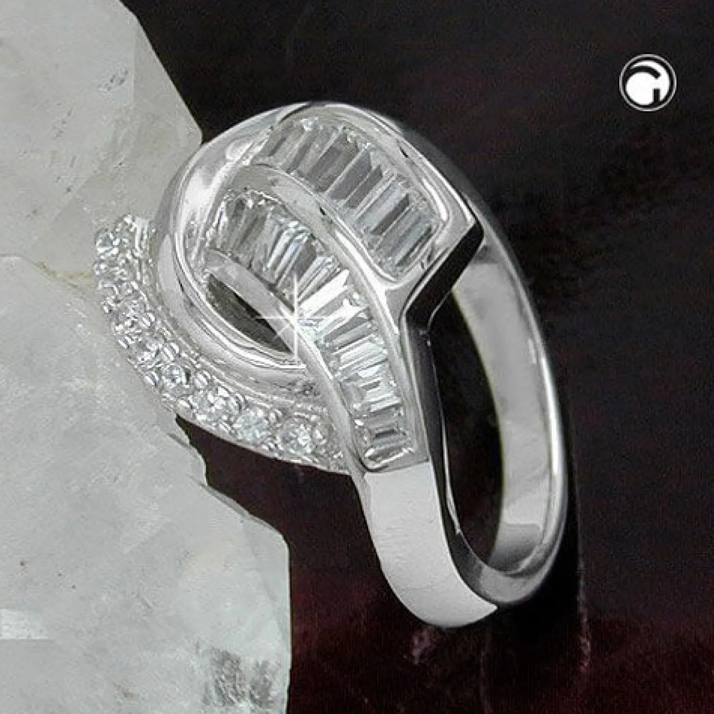 Ring für Damen Damenring mit Zirkonia 925 Silber rhodiniert
