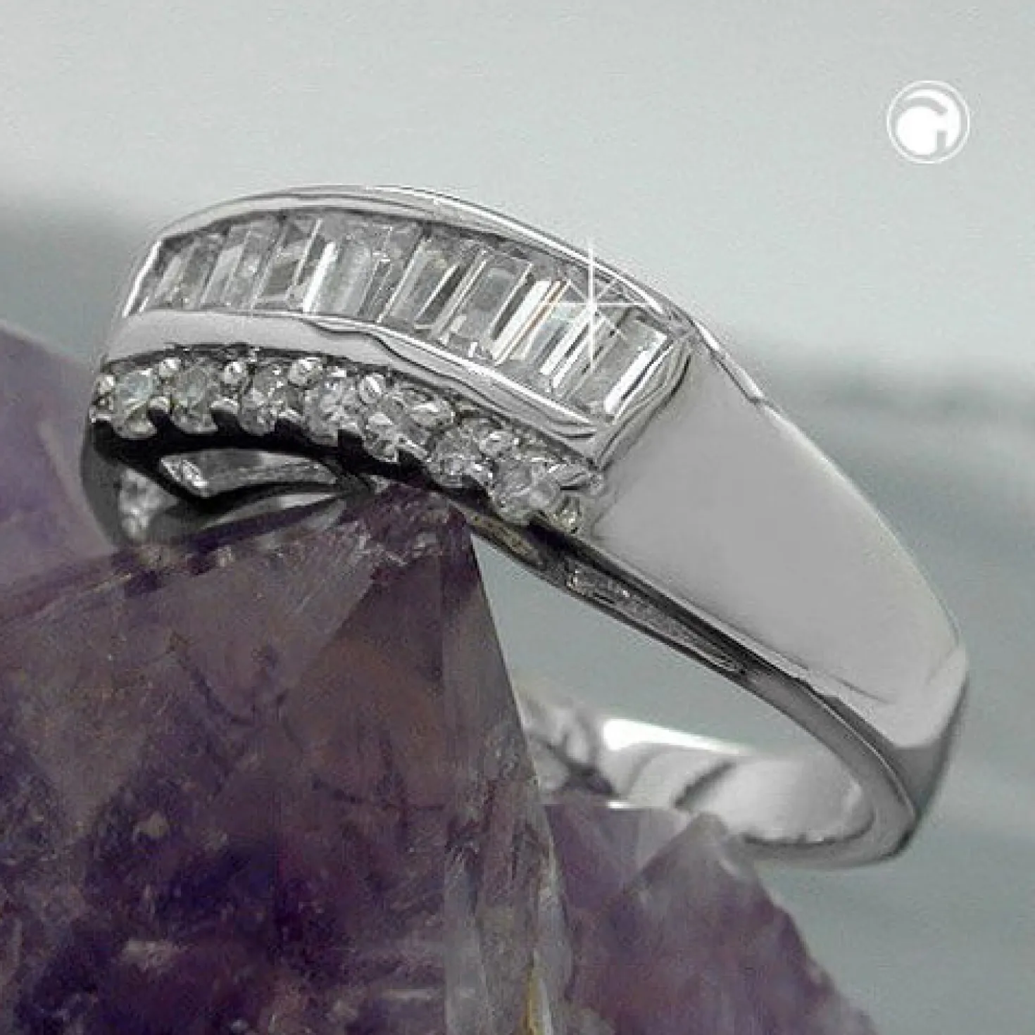 Ring für Damen Damenring mit Zirkonia 925 Silber rhodiniert