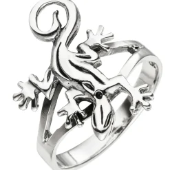 Ring Gecko Echse Eidechse 925 Silber rhodiniert Fingerschmuck Fingerring Damen