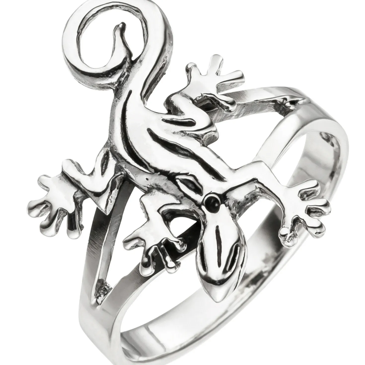 Ring Gecko Echse Eidechse 925 Silber rhodiniert Fingerschmuck Fingerring Damen