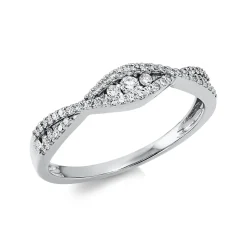 Ring gewellt aus 750 Gold Weißgold 57 Brillanten 0,2ct TW-SI B:4,3mm