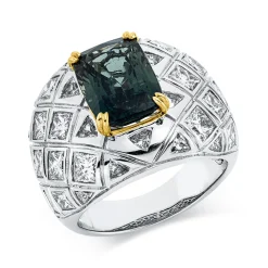 Ring 750 Gold gelb/weiß Turmalin 5,01ct grün 34 Diamanten 3,63ct TW-VSI B:11,7mm