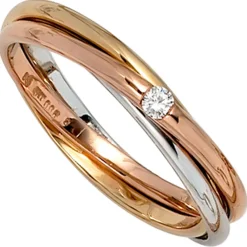 Ring Goldring mit Diamant 0.06Ct W/SI 585 Weißgold Gelbgold Rotgold Damen