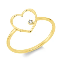 Ring Herz aus 750 Gold Gelbgold Brillant 0,02ct TW-SI B:9,8mm 4er-Krappe