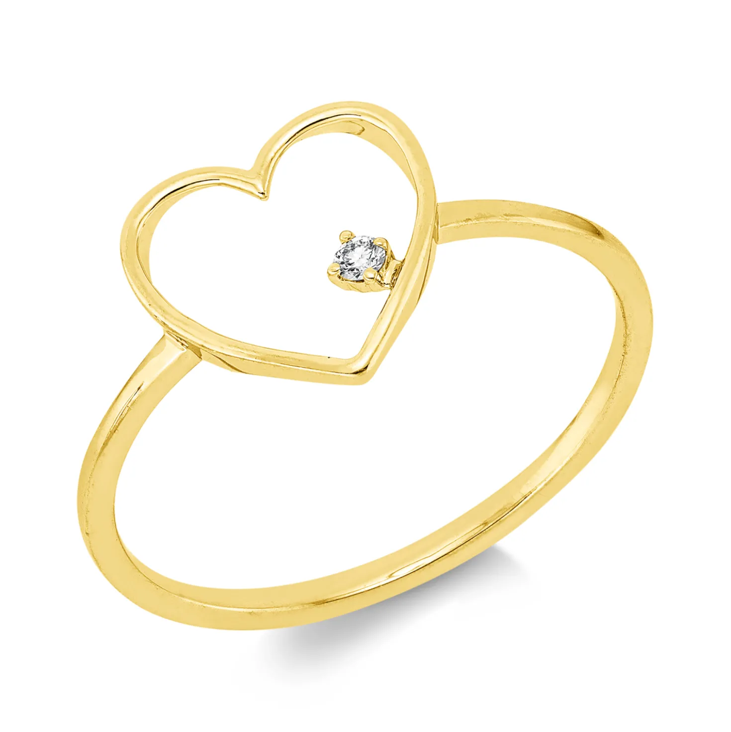 Ring Herz aus 750 Gold Gelbgold Brillant 0,02ct TW-SI B:9,8mm 4er-Krappe