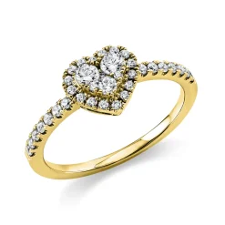 Ring Herz aus 585 Gold Gelbgold 36 Brillanten 0,43ct TW-SI B:7,4mm