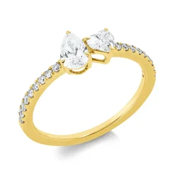 Ring Herz aus 750 Gold Gelbgold 20 Diamanten 0,72ct TW-SI B:6,2mm