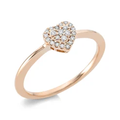 Ring Herz aus 750 Gold Rotgold 22 Brillanten 0,1ct TW-SI B:6,1mm