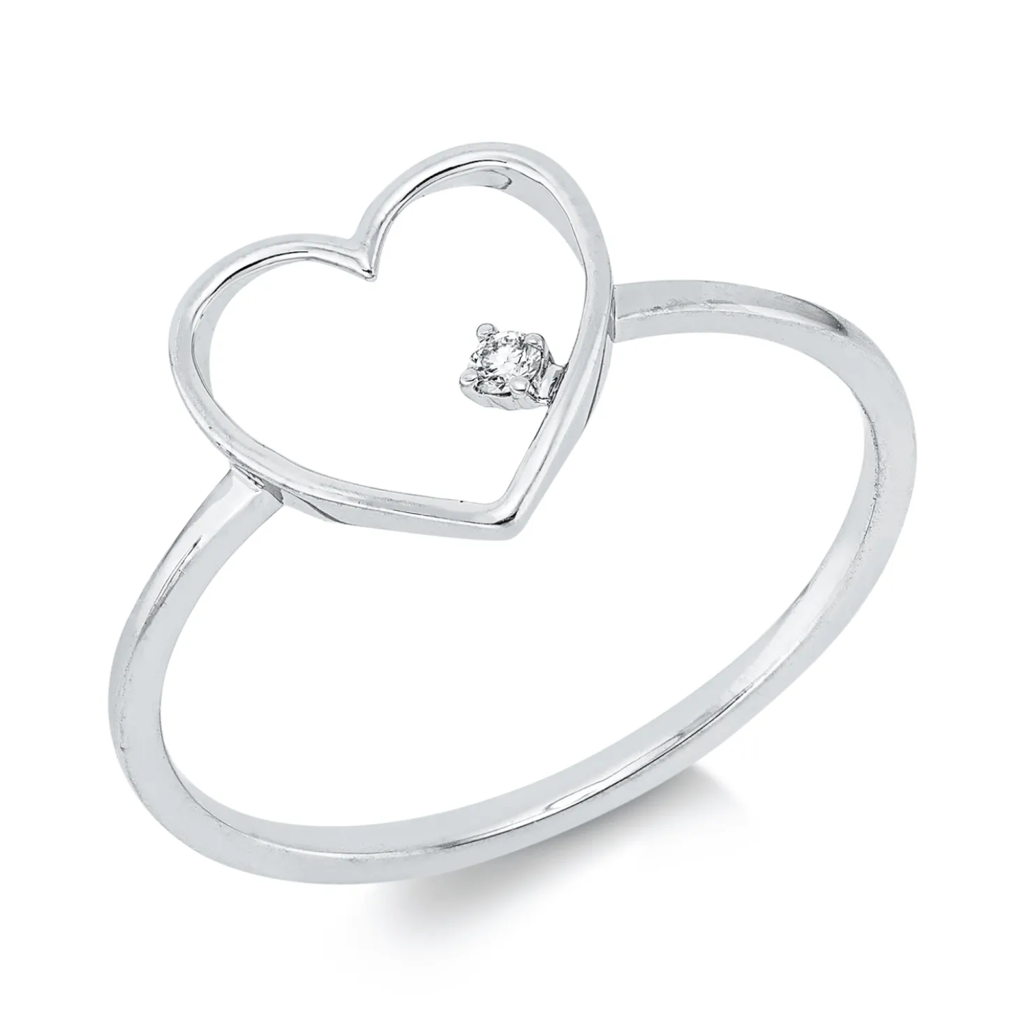 Ring Herz aus 750 Gold Weißgold Brillant 0,02ct TW-SI B:9,8mm 4er-Krappe