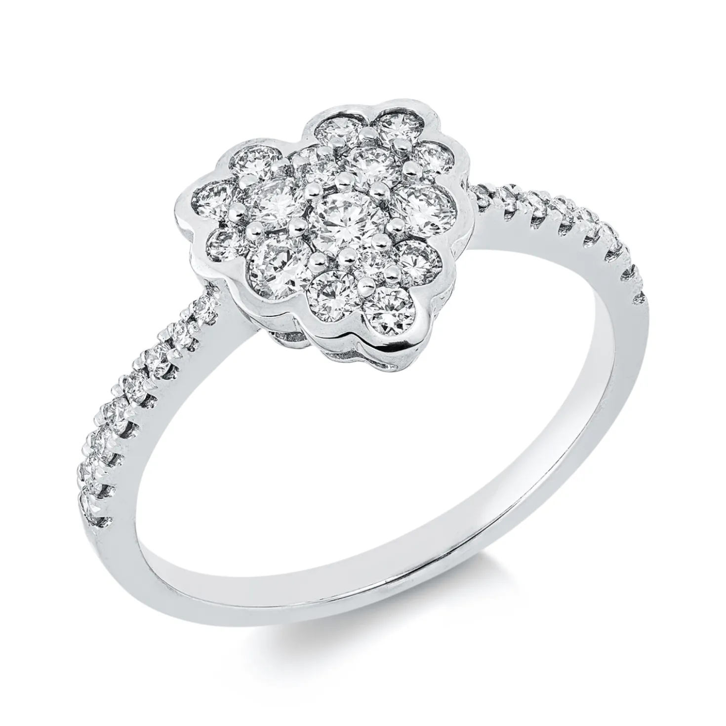 Ring Herz aus 750 Gold Weißgold 33 Brillanten 0,52ct TW-SI B:9,8mm