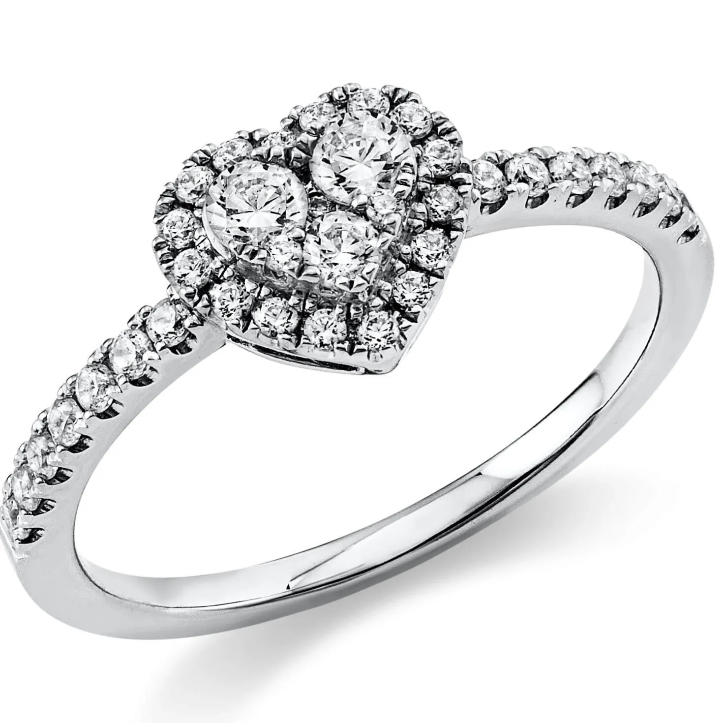 Ring Herz aus 750 Gold Weißgold 36 Brillanten 0,4ct TW-SI B:7,4mm