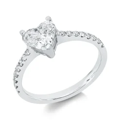 Ring Herz aus 750 Gold Weißgold 17 Diamanten 0,93ct B:7,1mm