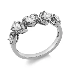 Ring Herz aus 750 Gold Weißgold 41 Diamanten 0,95ct TW-SI B:6mm