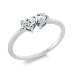 Ring Herz aus 750 Gold Weißgold 2 Diamanten 0,37ct TW-SI B:4,8mm
