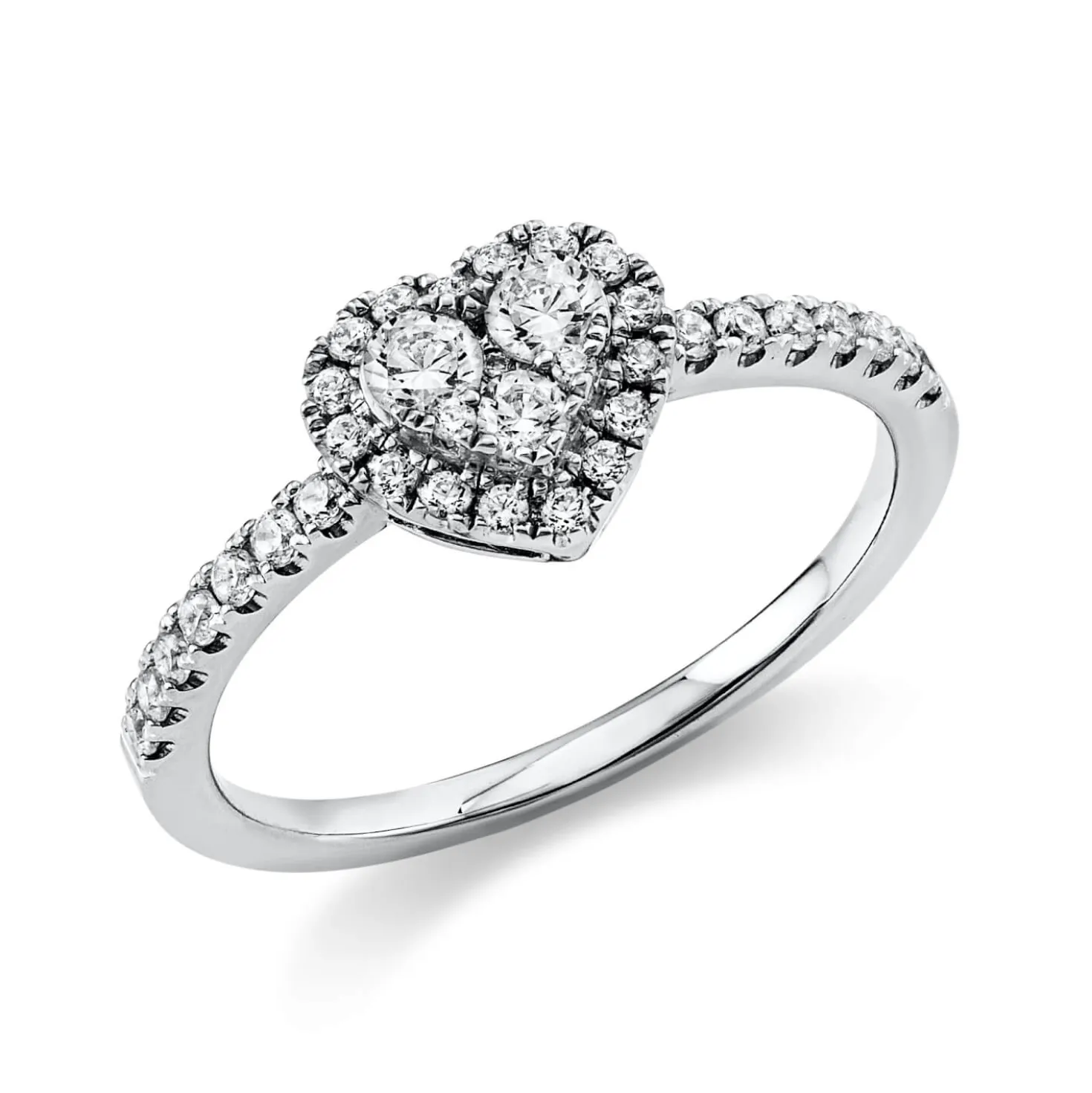 Ring Herz aus 585 Gold Weißgold 36 Diamanten 0,42ct TW-SI B:7,4mm