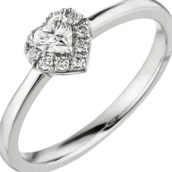 Ring Herz Herzchen 10 Diamanten 0.26Ct W/SI Brillanten 585 Gold Weißgold
