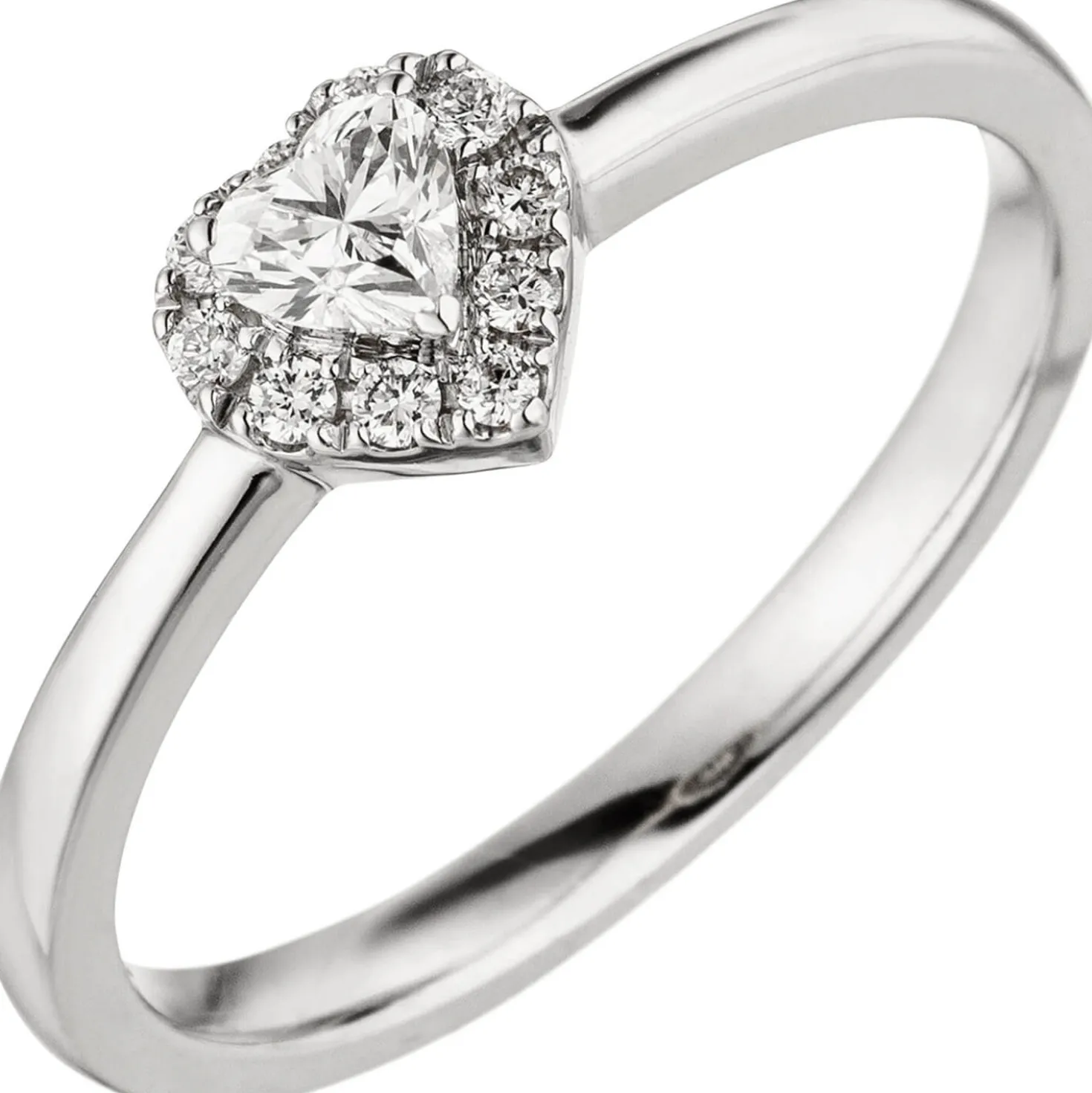 Ring Herz Herzchen 10 Diamanten 0.26Ct W/SI Brillanten 585 Gold Weißgold