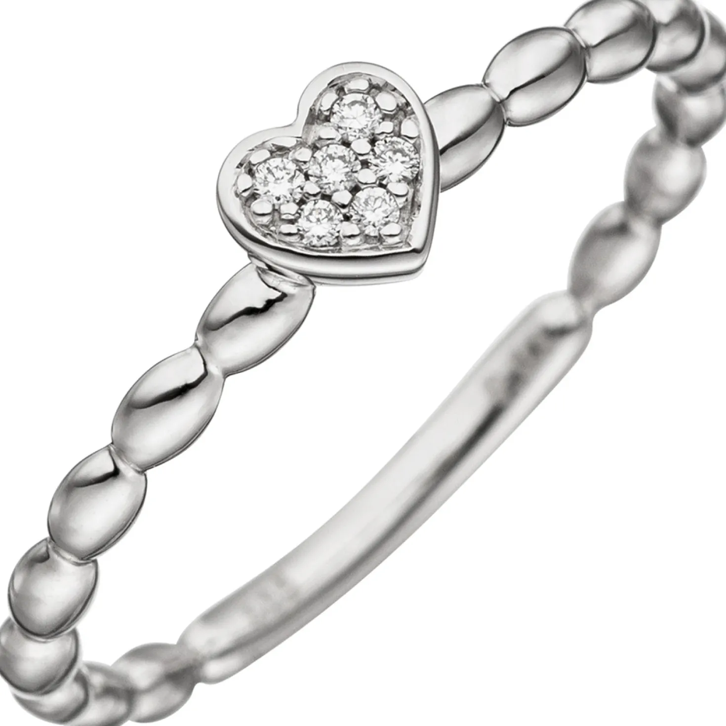 Ring Herz mit 6 Diamanten 0.03Ct W/SI Brillanten 585 Gold Weißgold Fingerring