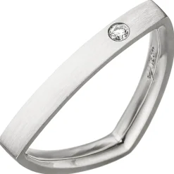 Ring in Dreiecksform mit Diamant 0.035Ct W/SI Brillant aus 950 Platin mattiert