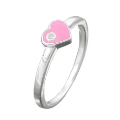 Ring Kinderring Herz-pink & Zirkonia weiß 925 Silber Silberring
