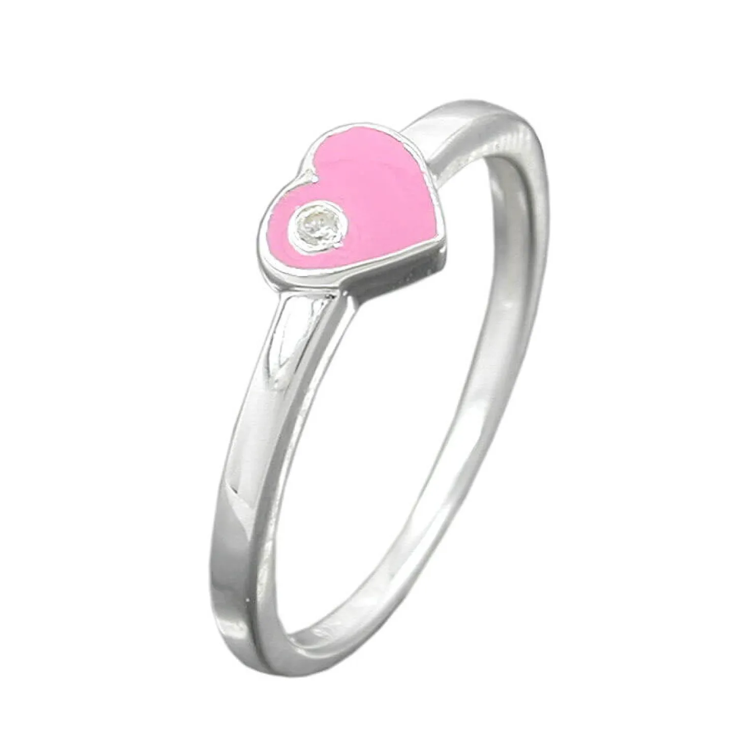 Ring Kinderring Herz-pink & Zirkonia weiß 925 Silber Silberring