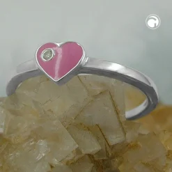 Ring Kinderring Herz-pink & Zirkonia weiß 925 Silber Silberring