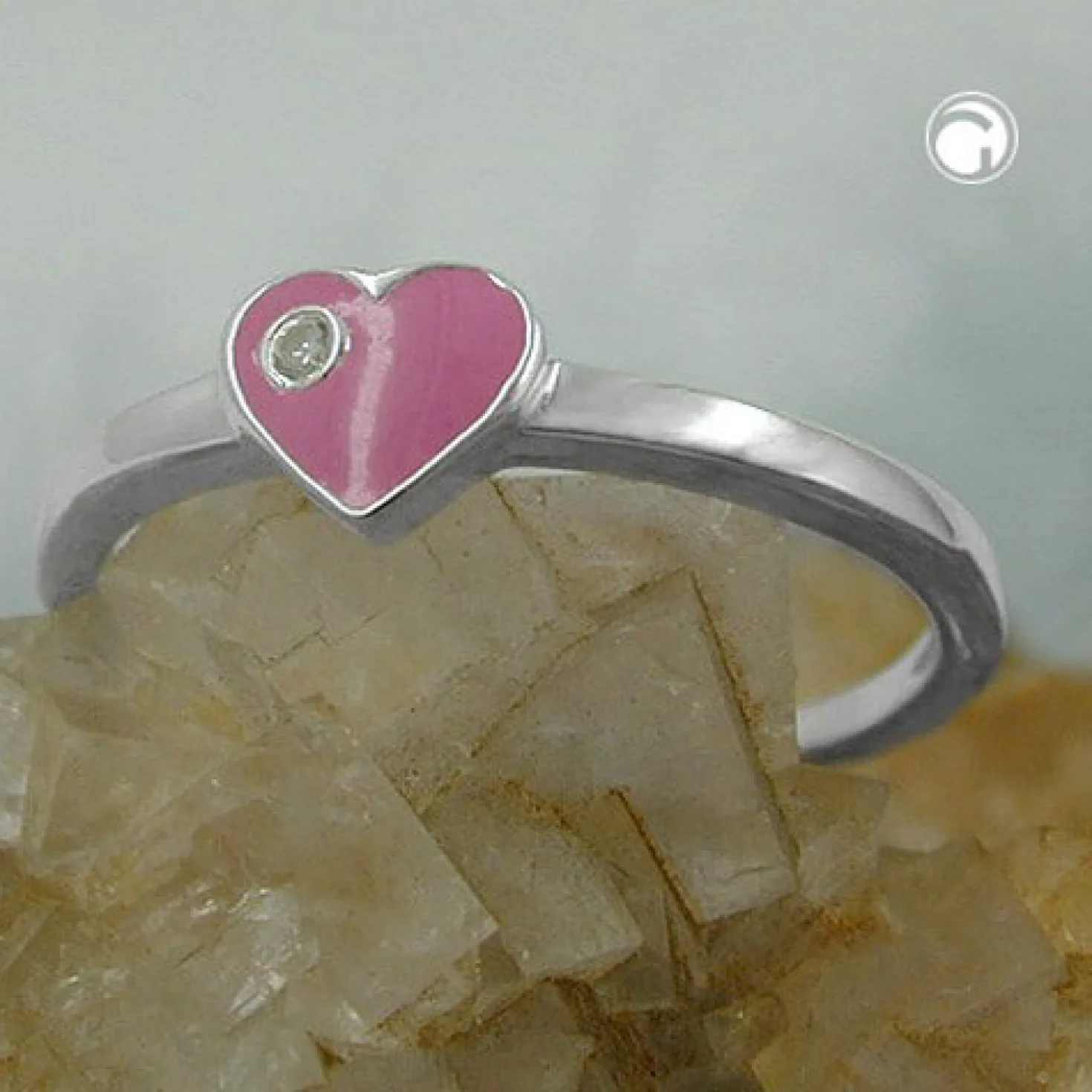 Ring Kinderring Herz-pink & Zirkonia weiß 925 Silber Silberring