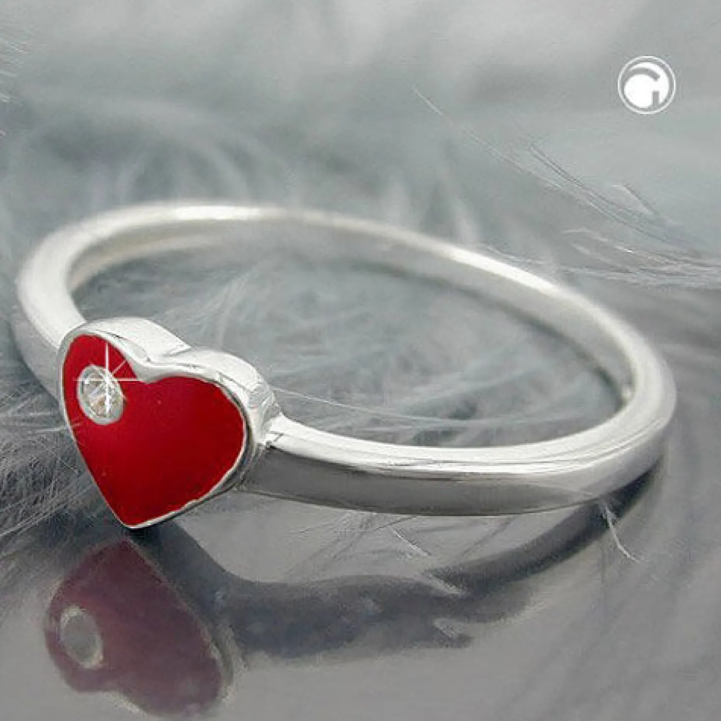 Ring Kinderring Herz-rot Zirkonia 925 Silber Kinder