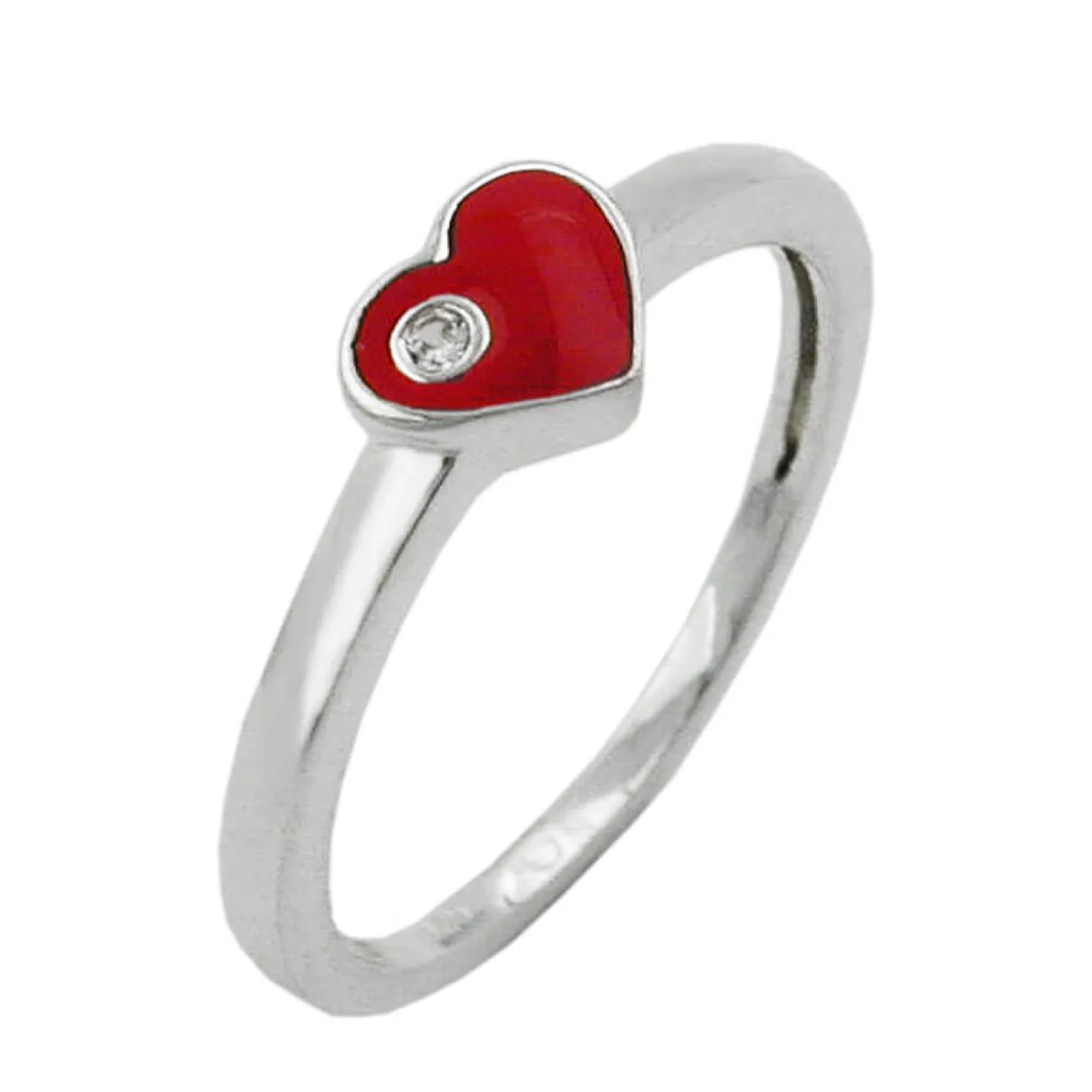 Ring Kinderring Herz-rot Zirkonia 925 Silber Kinder