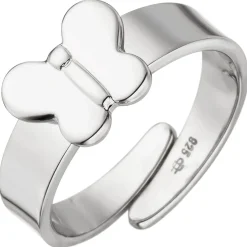 Ring Kinderring Schmetterling offene Ringschiene aus 925 Silber, rhodiniert
