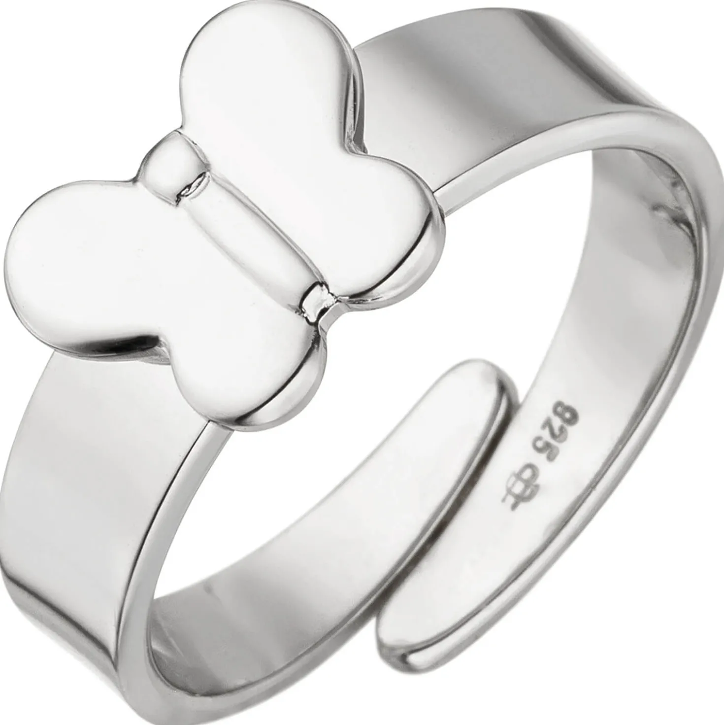 Ring Kinderring Schmetterling offene Ringschiene aus 925 Silber, rhodiniert