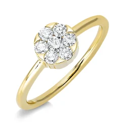 Ring Kreis 750 Gelbgold 6 Brillanten 0,27ct TW-SI 1 Brillant 0,1ct TW-SI Ø6,8mm
