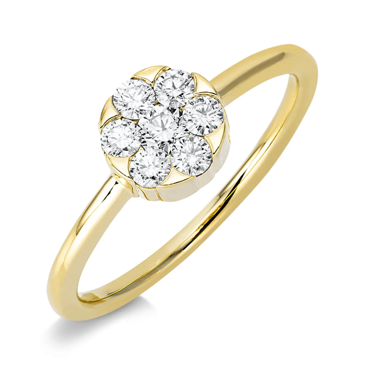 Ring Kreis 750 Gelbgold 6 Brillanten 0,27ct TW-SI 1 Brillant 0,1ct TW-SI Ø6,8mm