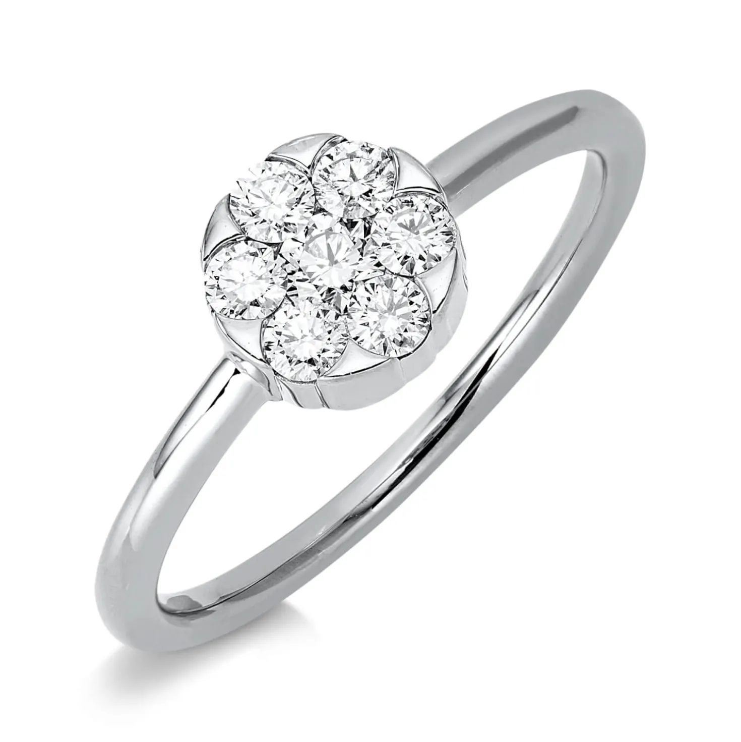 Ring Kreis 750 Weißgold 6 Brillanten 0,27ct TW-SI 1 Brillant 0,1ct TW-SI Ø6,8mm