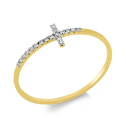 Ring Kreuz aus 750 Gold gelb/weiß 18 Brillanten 0,08ct F-SI B:5mm