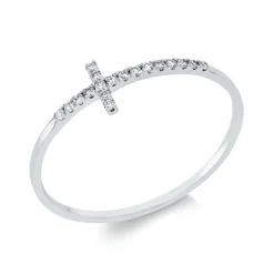 Ring Kreuz aus 750 Gold Weißgold 18 Brillanten 0,08ct F-SI B:5mm